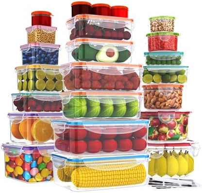 5 Pack Large Fruit Storage Containers for Fridge with Removable Colander | Plastic Food Storage Containers with Lids Airtight-Leak Proof Refrigerator Organizers and Storage of Vegetable