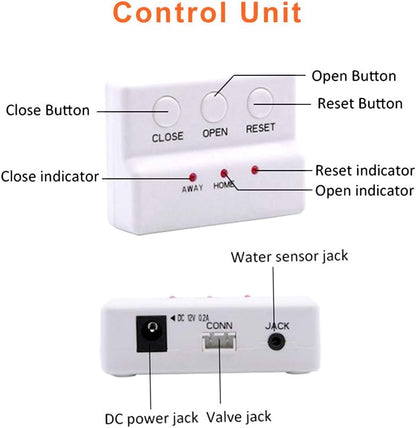 E-SDS Automatic Water Leak Detector with Shutoff Valve, Sounds Alarm | Water Leak Shut Off Valve System for Pipes 3/4 NPT, Flood Prevention for Laundry,Water Heaters and More