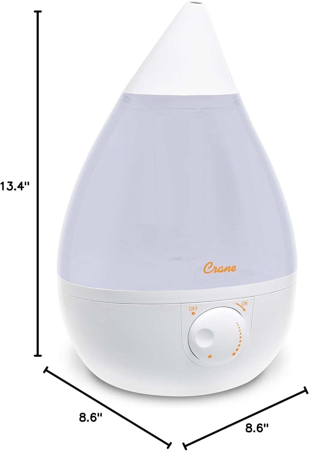 Crane Ultrasonic Cool Mist Humidifier for Bedroom, Baby Nursery, Kids Room, Plants, or Office, Large 1 Gallon Tank, Filter Optional, Blue and White