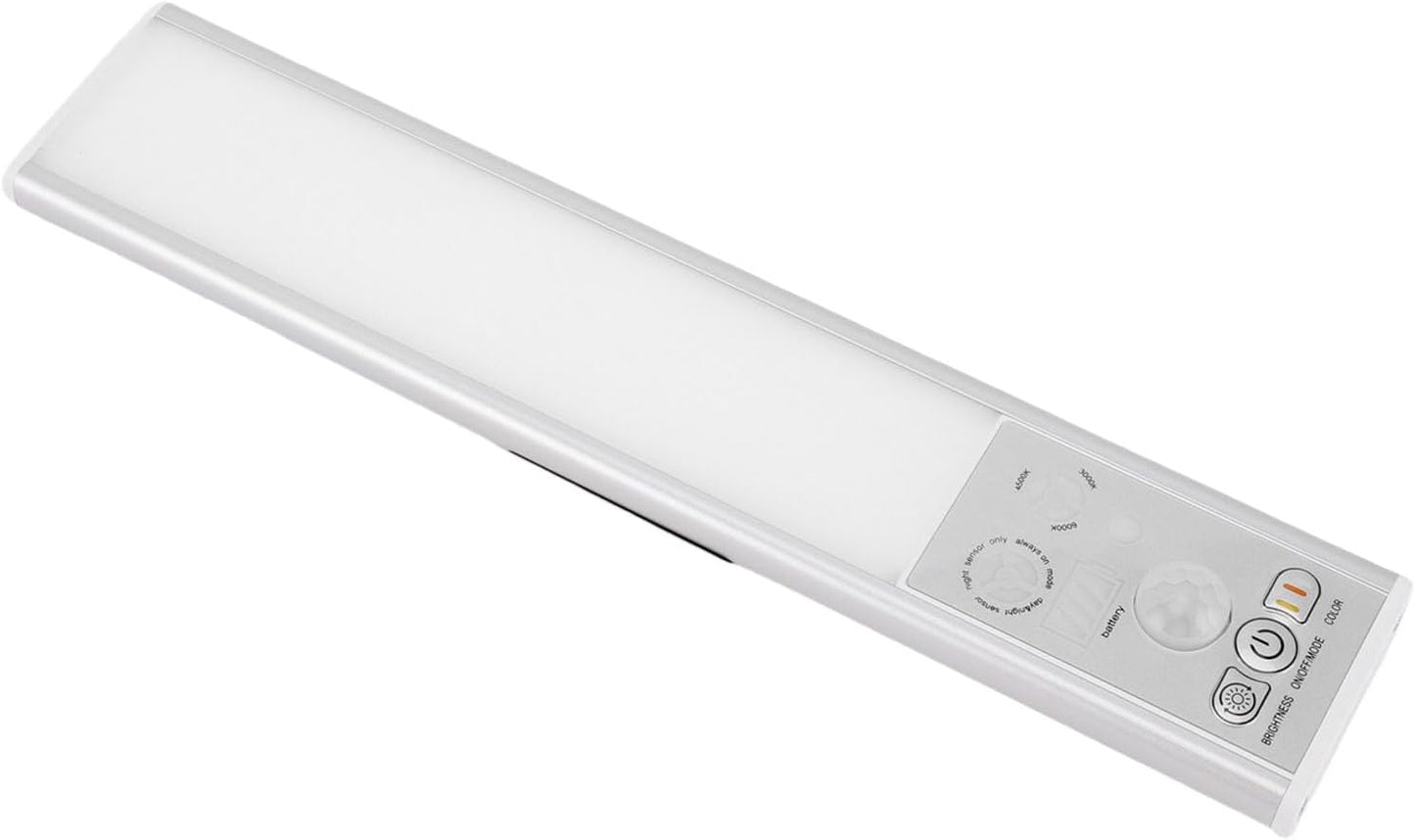 Buachois Motion Sensor Closet Light Super Thin Rechargeable Under Cabinet Lighting, Automatic On Off Indoor Light with 3 Color Temperature Adjustable Dimmable Brightness, for Kitch