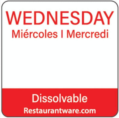 Restaurantware RW Smart 1 Inch x 1 Inch Food Rotation Labels 500 Dissolvable Food Safety Labels - Premium Trilingual Orange Paper Day Of The Week Labels For Food Storage Or Prep Saturday