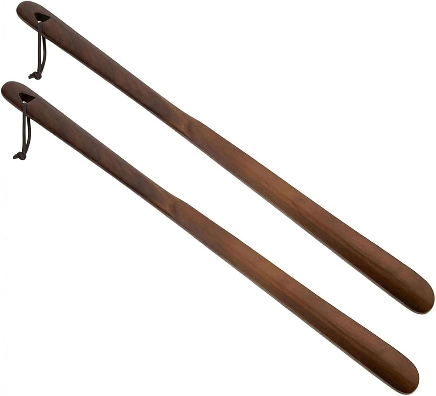Shoe Horn Long Handle for Seniors, 2-Pack Extra Long Wooden Shoe horn | 23.6-Inch Black Walnut Boot Horn, Shoe Helper for Men and Women, Smooth Rounded Edge, No-Bend Use, Leather Hanging Loop