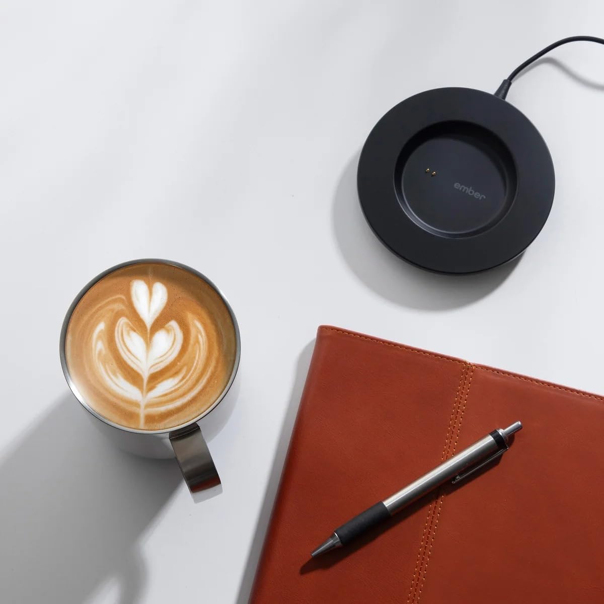 Ember Temperature Control 14oz Smart Mug 2, App-Controlled and Rechargeable Heated Coffee Cup Warmer with Intelligent LED Display, Sage Green.