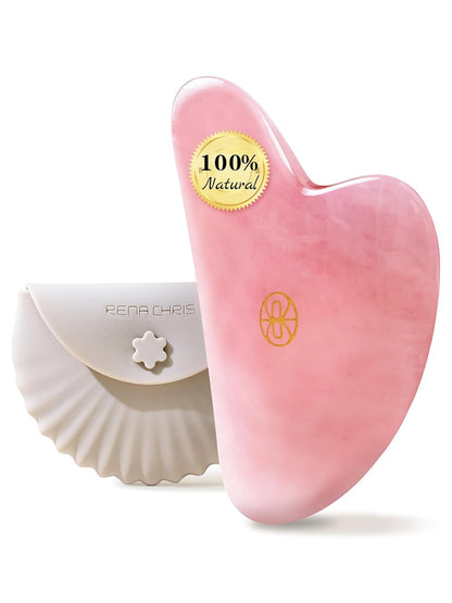 Rena Chris Gua Sha Facial Tools, Stainless Steel Guasha Tool for Acupuncture, Manual Massage Tool for Jawline Sculpting and Puffiness Reducing, Gua Sha Facial Massage Tool, Skin-Care Gift (Silver) | Face Massage Tool for Jawline Sculpting, Puffiness