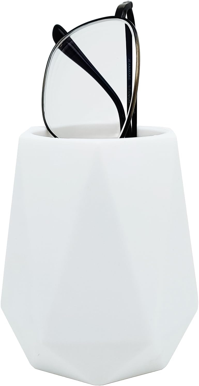 Eyeglass Holder for Nightstand, Silicone Eyeglass Stand for Desk, White | Upright Glasses Stand for Nightstand, Desk, and Bedside. Anti-scratch, Keeps Eyewear Organized and Within Easy Reach