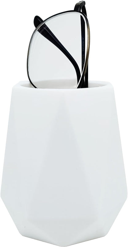 Eyeglass Holder for Nightstand, Silicone Eyeglass Stand for Desk, White | Upright Glasses Stand for Nightstand, Desk, and Bedside. Anti-scratch, Keeps Eyewear Organized and Within Easy Reach