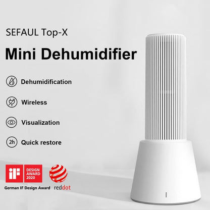 Reusable Cordless Gun Safe Mini Dehumidifier w/Heating Base | Rechargeable Quiet Small Portable Drier Stick for Space Room Bathroom Closet Car RV Boat Cabinet TOP-X-White 2+1