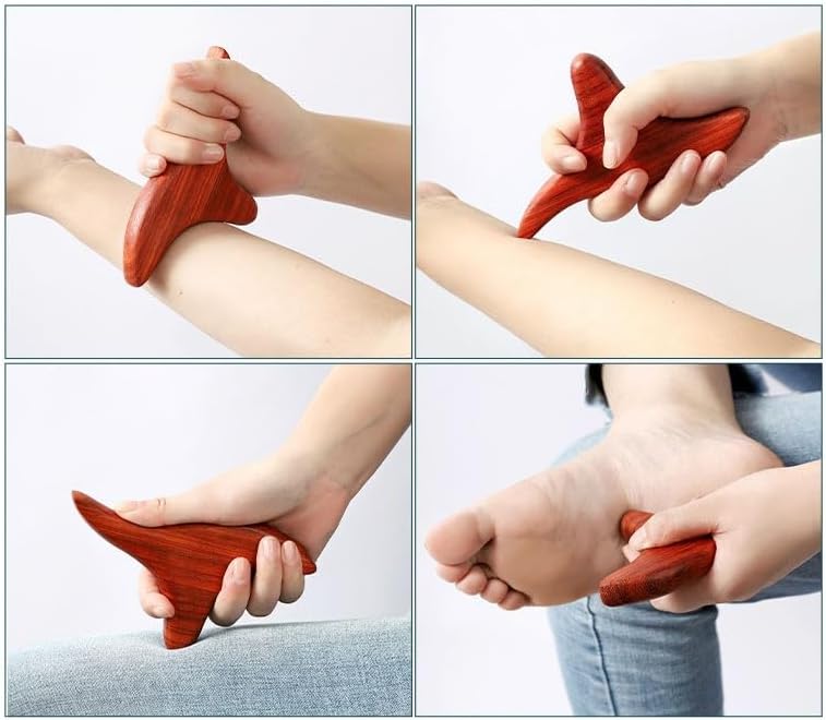 2Pcs Thai Reflexology Master Hand Foot Stress Reliever Ergonomic Wing Massager Wooden SPA Therapy Tool Vibrant Massage Tools Wooden Crafts