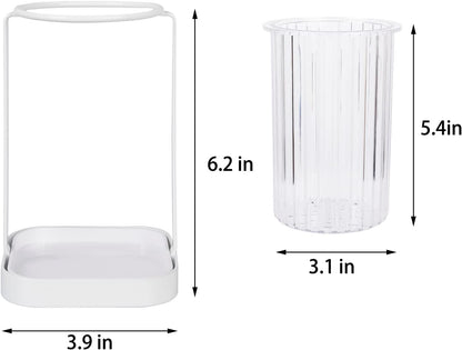 Toothbrush Holders with Drain Tray, Hanging Toothbrush and Toothpaste Holder Organizer Bathroom Caddy Countertop for Toothpaste, Razors, Electric Toothbrush - Clear | Detachable, Easy to Clean, Bathroom Organizer for Electric Toothbrush, Razors