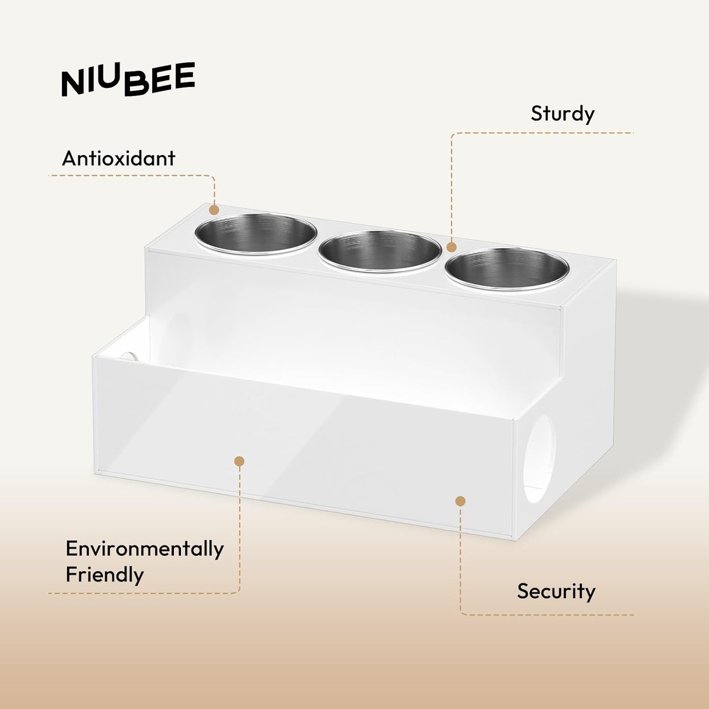 NIUBEE Acrylic Hair Tool Organizer,Hair Dryer Holder Countertop with 3 Cups | Clear, Hot Tools Organizer, Hair Blow Dryer Organizer for Curling Iron, Brush, Straightener, Makeup,Skincare,Vanity, Bathroom