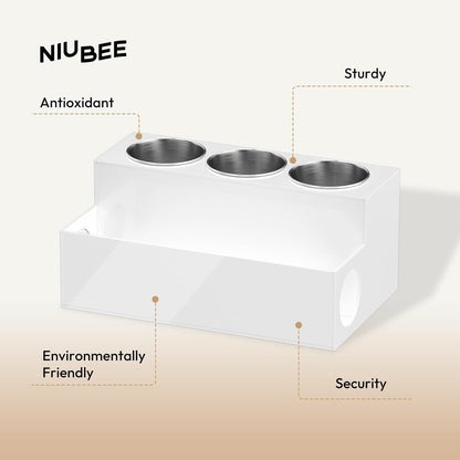 NIUBEE Acrylic Hair Tool Organizer,Hair Dryer Holder Countertop with 3 Cups | Clear, Hot Tools Organizer, Hair Blow Dryer Organizer for Curling Iron, Brush, Straightener, Makeup,Skincare,Vanity, Bathroom