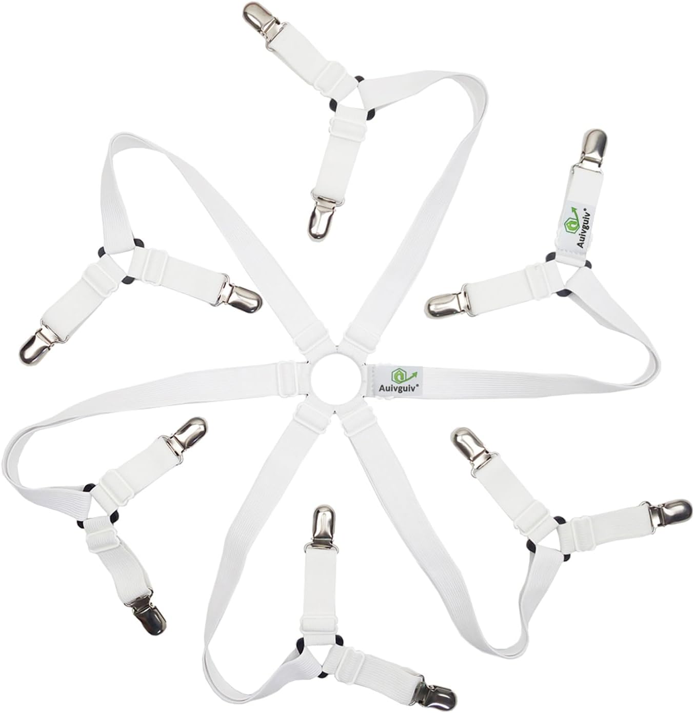 Adjustable Elastic Fitted Sheet Straps,Crisscross Bed Sheet Fasteners Suspenders,Fit Round and Square Mattresses (3 Way White)
