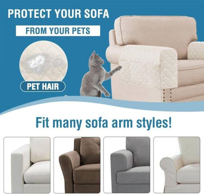 H.VERSAILTEX Water Resistant Armrest Covers for Sofa, 2 Pack, Ivory/Beige | Waterproof Armchair Caddy, Couch Arm Covers Remote Control Holder Sofa Armrest Organizer for Magazine, Tablet, Phone, iPad