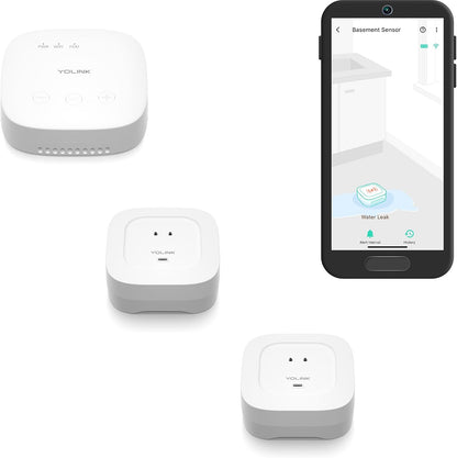 YoLink Smart Home Starter Kit: SpeakerHub & Water Leak Sensor 4 with 105dB Audio Alarm 1-Pack, SMS/Text, Email & Push Notifications, Freeze Warning, LoRa Up to 1/4 Mile Open-Air Range, w/Alexa, IFTTT