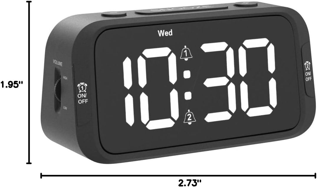 Odokee Digital Dual Alarm Clock for Bedroom with 0-100% Dimmable Display | Easy to Set Alarm Clock with Weekday/Weekend Mode - Loud Alarm for Heavy Sleepers with 5 Sounds Adjustable Volume - Blue