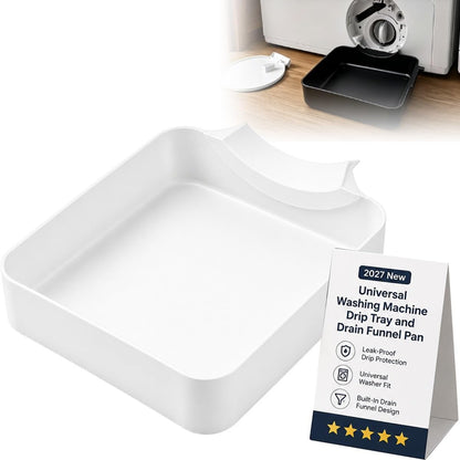 Universal Washing Machine Drip Tray Front Load Washer Drain Funnel Pan | Water Catch Tray for Basements, Apartments, Mobile Homes, Garages, Rentals and Laundry Room(Black)