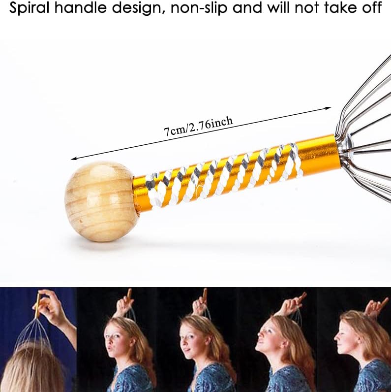 AKOAK 1 Pack Manual Scalp Massage Claws, Wooden Handles, Steel Wire Head Massager, Home Massage Relax - Massage The Acupuncture Points on The Head or Body