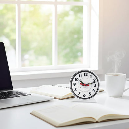 Westclox Keywound Analog Alarm Clock, Loud Bell Alarm, Manual Wind Up, No Batteries or Electricity Required (White, 4.5" x 4.25")