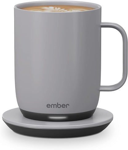 Ember Temperature Control 14oz Smart Mug 2, App-Controlled and Rechargeable Heated Coffee Cup Warmer with Intelligent LED Display, Sage Green.