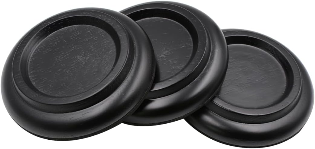 Piano Caster Cups Grand Piano Caster Cups Piano Leg Hardwood Cups Pads for Grand Piano (Wood Black, Set of 3)