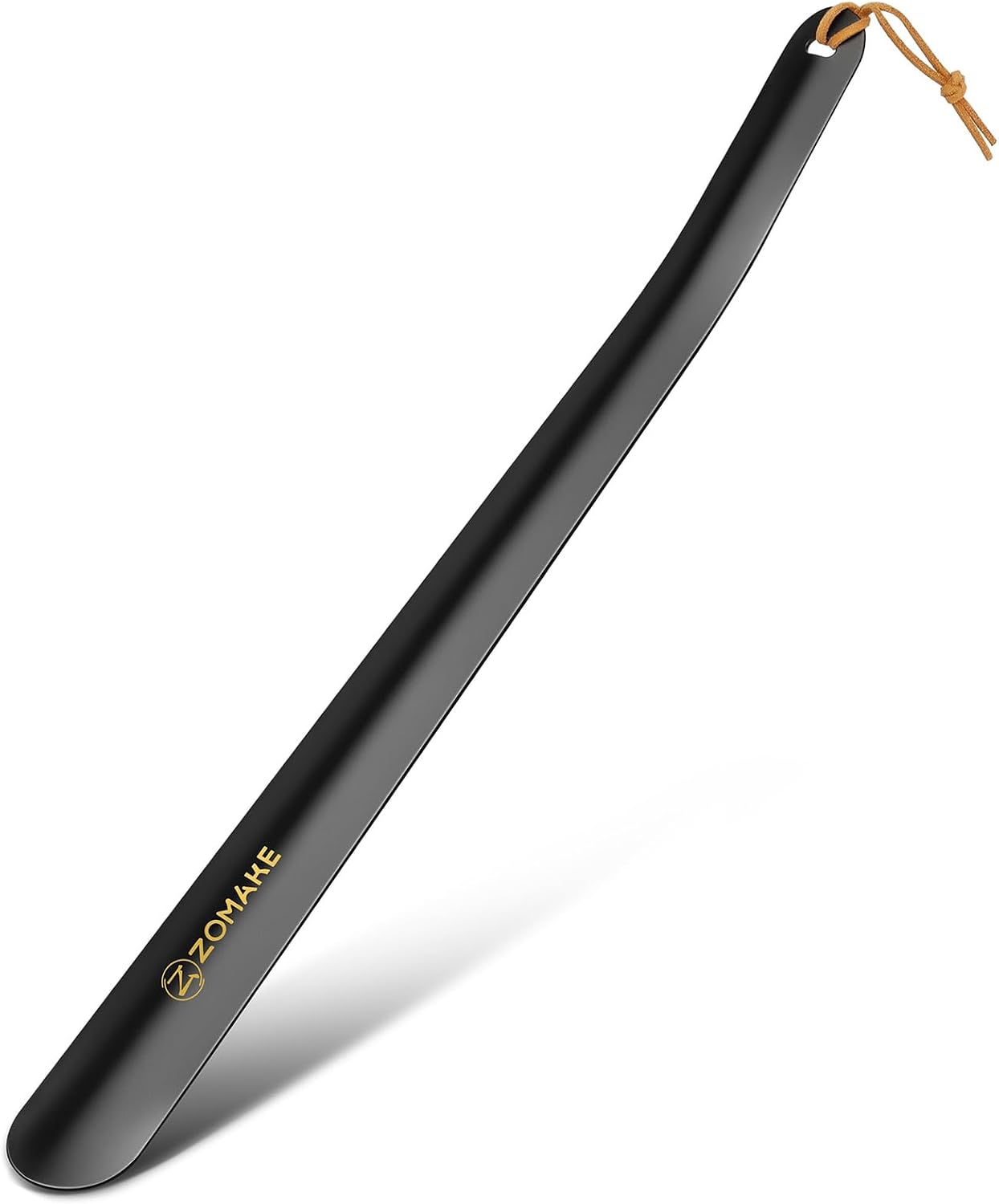 ZOMAKE Shoe Horn Long Handle for Seniors Men Women, Metal Shoehorn 16.5" | Stainless Steel Boot Horn Shoe Spoon Helper, Smooth Rounded Curve, Comfort Grip, No Bending Over, Shoe Care for Daily Use