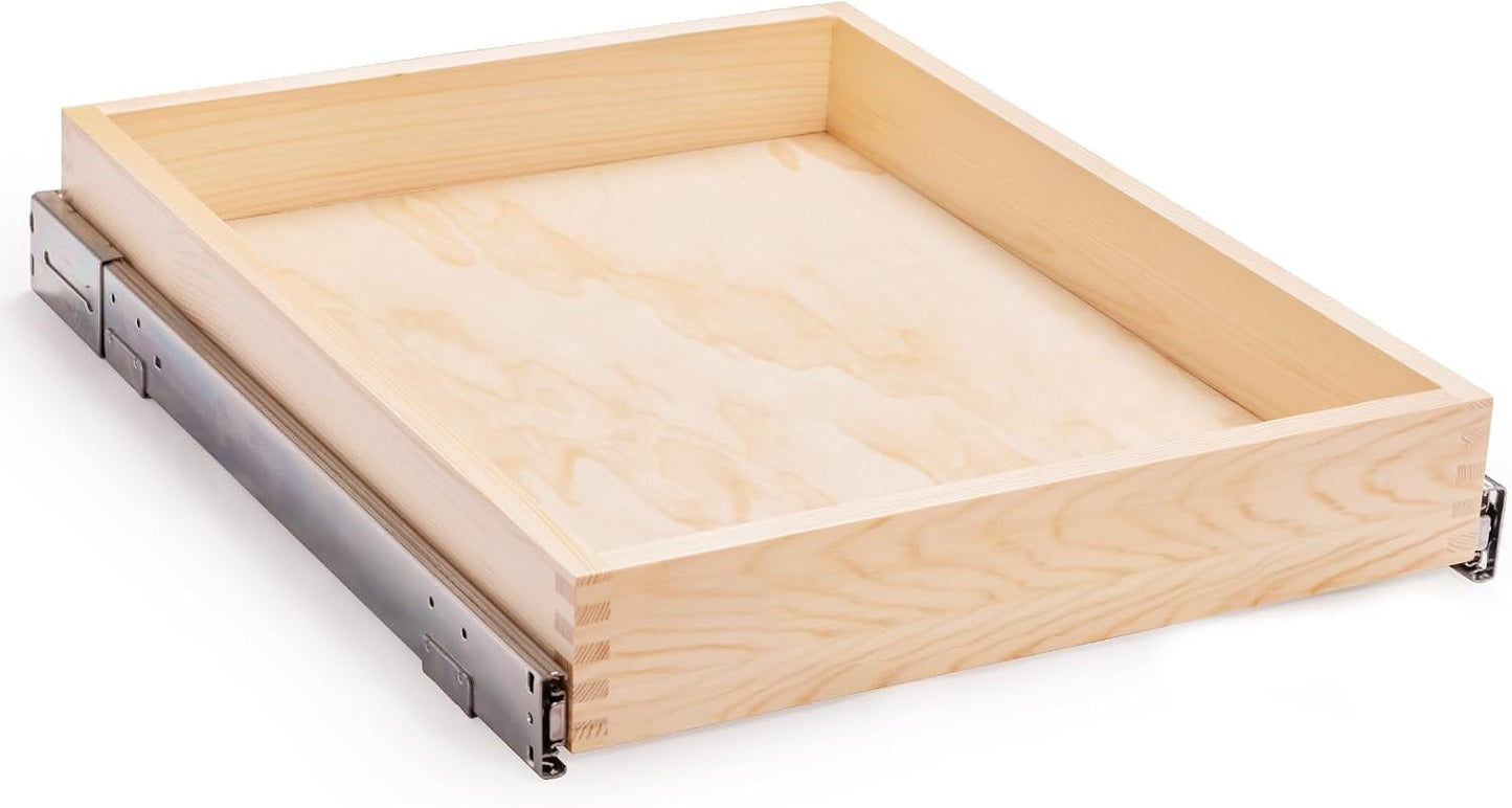 32''W x 21''D x 3''H Pull Out Cabinet Drawer Soft Close Slide Out Wood Organizer for Kitchen, Finished, Bottom and Side Assembly (Wood Drawer Part Width is 31inch)