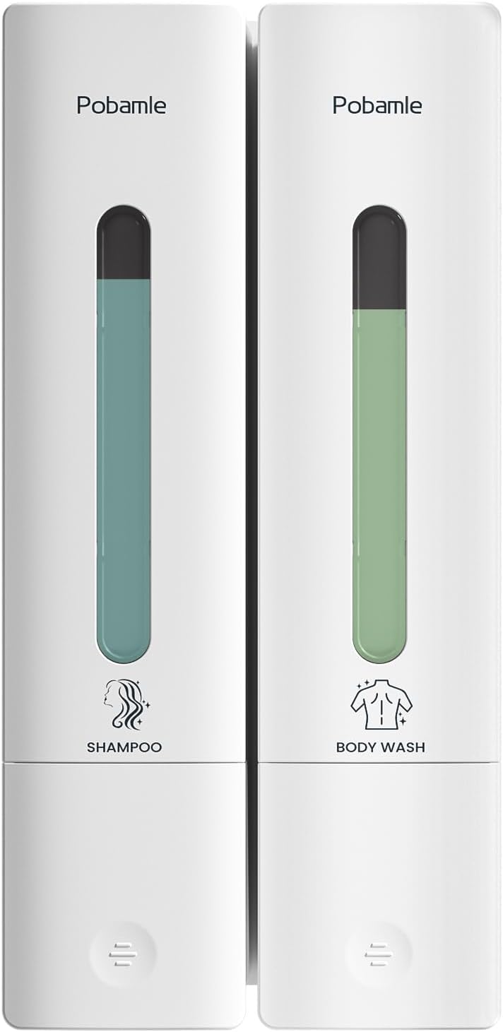 Shampoo and Conditioner Dispenser - Shower Soap Dispenser Wall Mounted No Drill - Shampoo Conditioner Body Wash Dispenser 3 Chamber - Easy Install for Bathroom Hotel Black 1200ml