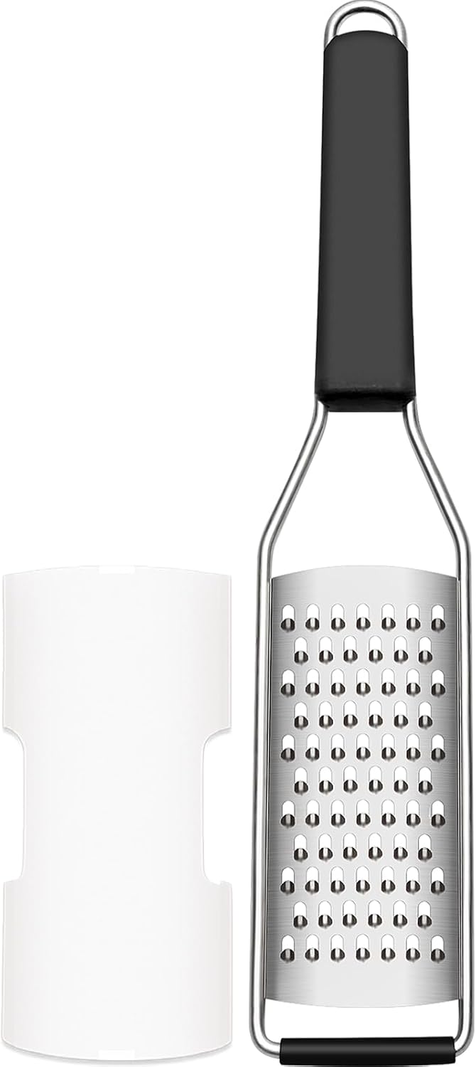 Cambom Lemon Zester Grater Three-piece Suit - Heavy Duty Kitchen Tool for Parmesan Cheese, Ginger, Garlic, Nutmeg, Chocolate, Vegetables，Fruits，Stainless Steel Grater Dishwasher Safe Black | 304 Stainless Steel, Sharp Tool for Parmesan Cheese, Ginger,