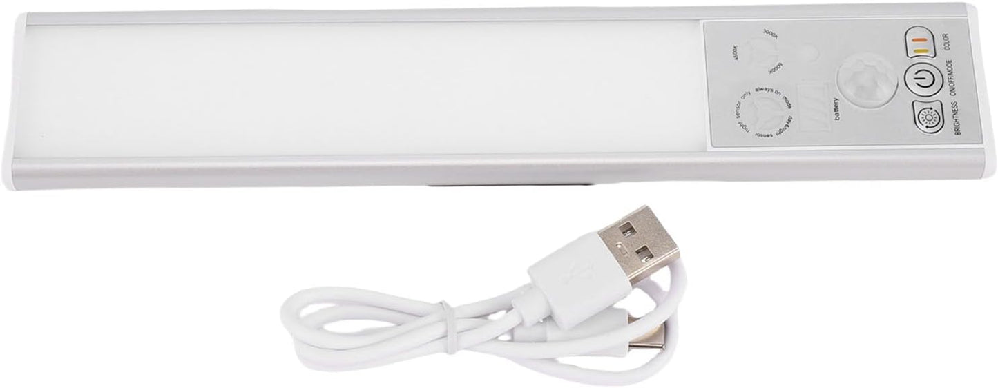 Buachois Motion Sensor Closet Light Super Thin Rechargeable Under Cabinet Lighting, Automatic On Off Indoor Light with 3 Color Temperature Adjustable Dimmable Brightness, for Kitch