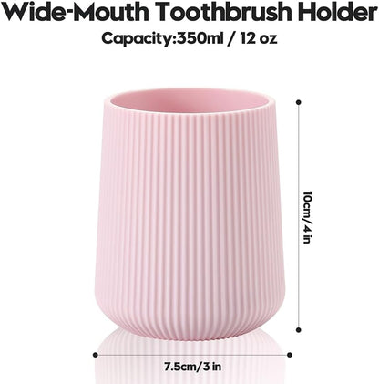 YAUKPH Black Striped Toothbrush Holder | for Electric Toothbrushes Bathroom Organizer Cup for Toothpaste Kids & Adults