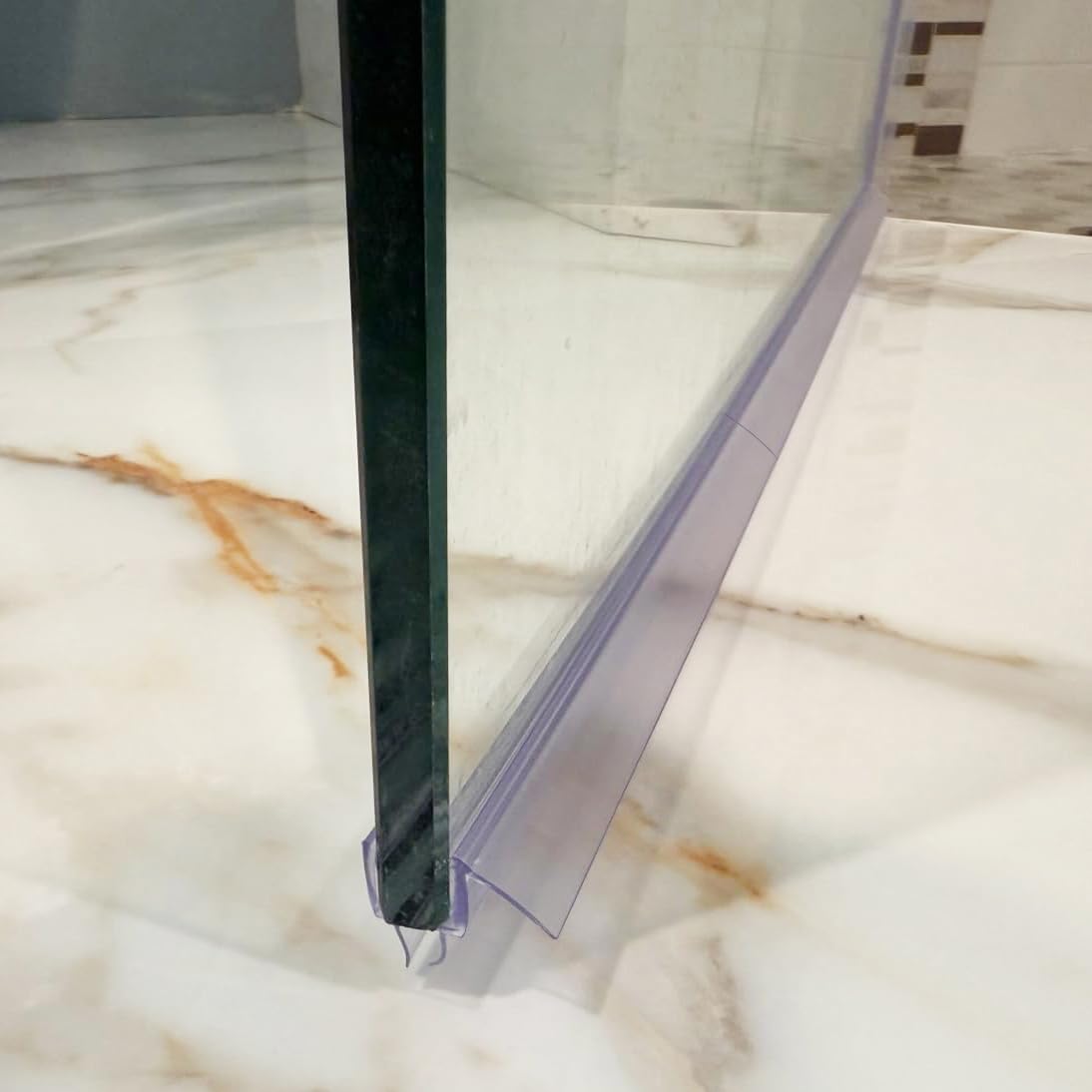 3 PCS Frameless Shower Door Bottom Seal 1/4 Inch Glass (15.75 in x 3),3 Section Segmented Installation Kit,Glass Shower Door Seal Strip Bottom,Weather Stripping Sweep Leak Water Guard