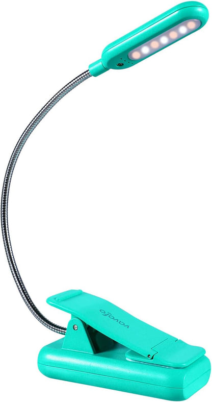 VAVOFO Rechargeable Book Light, Blue Light Blocking, Amber 1600K Clip On Reading Light, Eye Care 7 LEDs Kids Book Light for Reading in Bed with Power Indicator for Bookworms (Neon Orange)