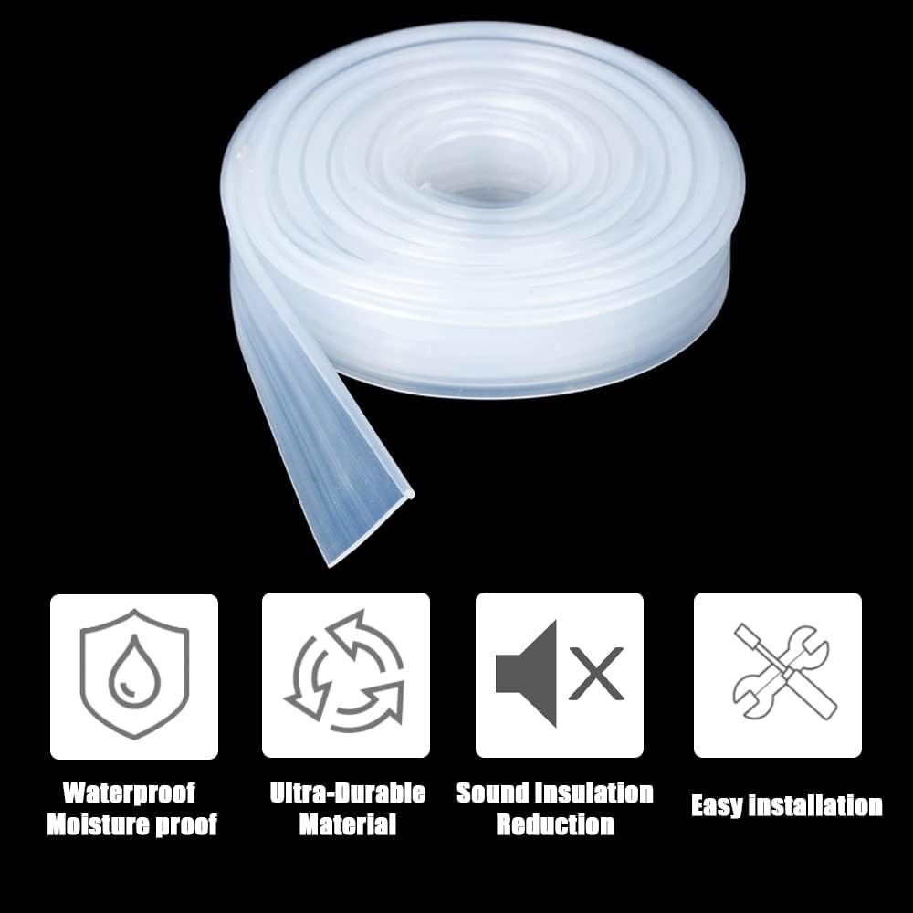Framed Shower Door Bottom Seal Strip Replacement Shower Bottom Waterproof Door Rubber Sweep Trim Clear Seal for Home Bathroom Glass Shower Door 108 x 13/16 x 5/32 Inch Tee Insert Shape