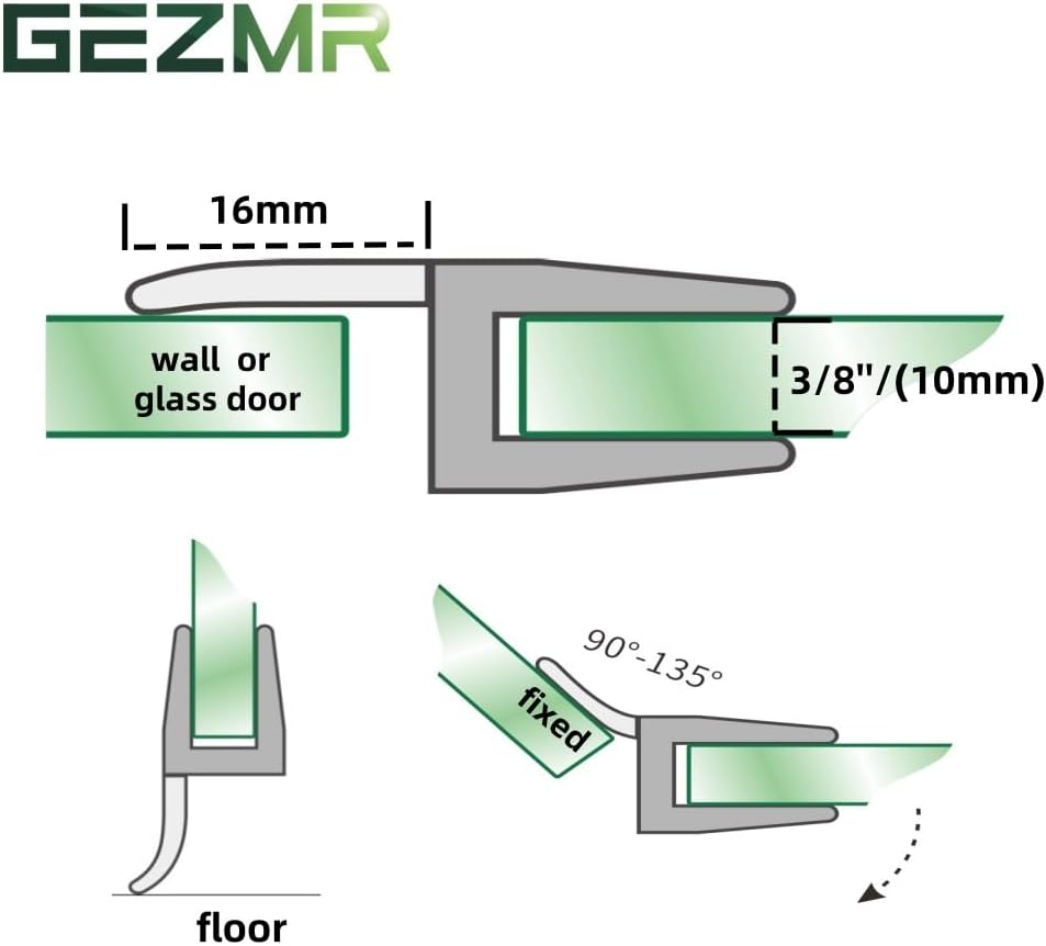 2-Pack Frameless Shower Door Bottom Seal (1/4'' X 39'') Clear Glass Shower Door Sweep Strip can Covers up to 23mm Gap - Stop Leaks