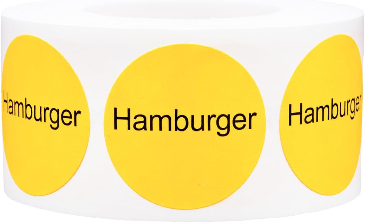 Yellow with Black Carnitas Circle Dot Adhesive Stickers, 1 Inch Round Labels, 500 Total Stickers