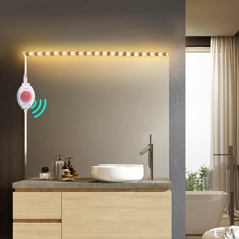 5 Feet Motion Activated Strip Lights, Plug-in LED Night Lights Waterproof for Bed, Kitchen, Stair (Warm White)