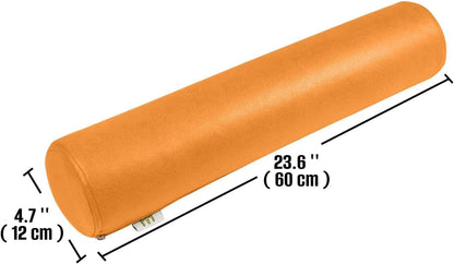 2 Pack Neck Roll Pillow, High-Density Foam Cylinder Bolster Pillow for Neck, Back & Lumbar Support, Ergonomic Round Pillow for Side Sleepers, Sleeping, Removable Washable Cover (7.9''x23.6'' Orange)