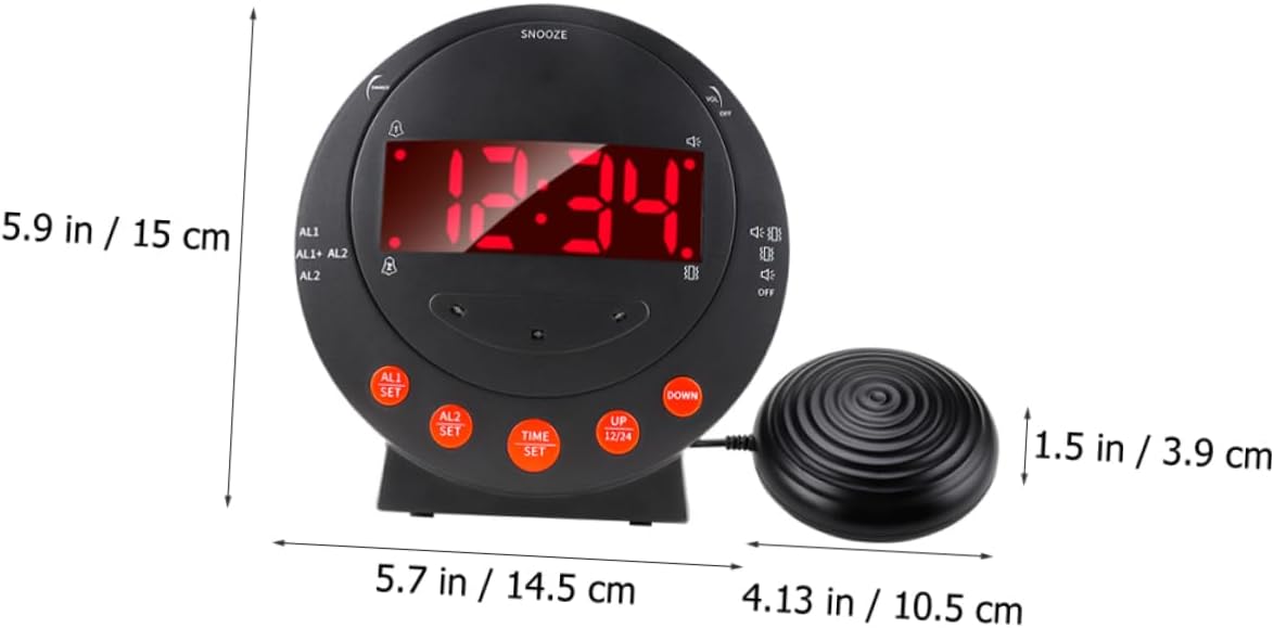 Happyyami Vibrating Alarm Clock with Bed Shaker for Heavy Sleepers and Deaf 3-Piece Set Digital LED Display Loud Sound Suitable for Home Use