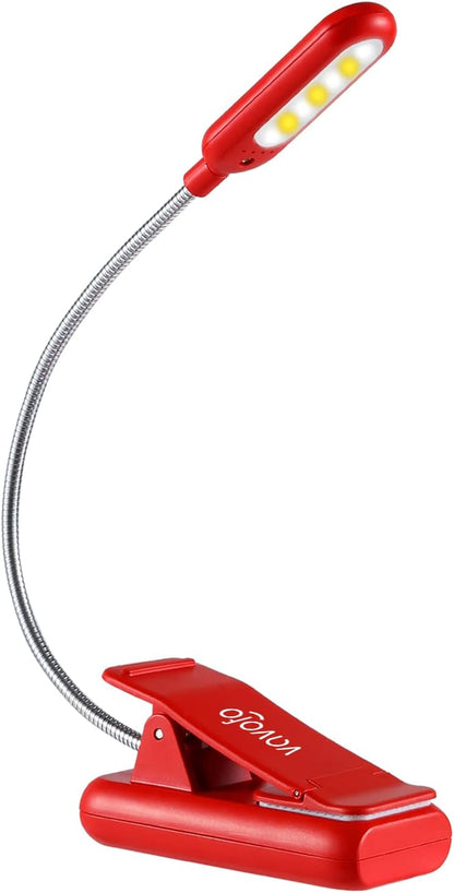 VAVOFO Rechargeable Book Light for Reading in Bed Kids, 7 LED Reading Light with 9-Level Warm Cool White Daylight, Eye Care Lamp with Power Indicator for Bookworms (Yellow)
