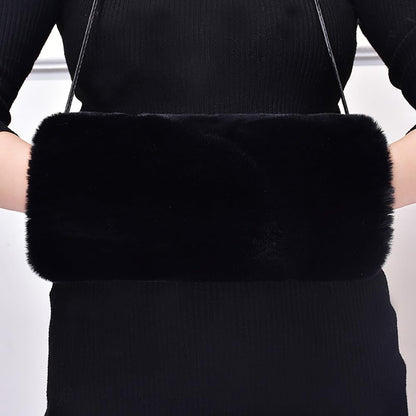 Faux Fur Hand Muffs for Women Winter Warm Arm Hand Warmer Gloves Arms Warmer Fluffy Warm Faux Fur Muffs with Strap