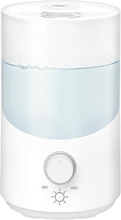 Cool Mist Humidifier for Bedroom, 3L Top Fill Ultrasonic Air Humidifier with Adjustable Knob Control, Quiet Operation, Auto Shut-Off, BPA-Free for Home, Baby, Office, Plants 3L
