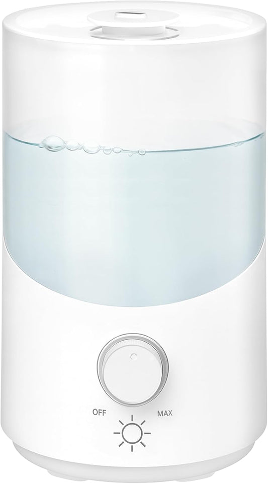 Cool Mist Humidifier for Bedroom, 3L Top Fill Ultrasonic Air Humidifier with Adjustable Knob Control, Quiet Operation, Auto Shut-Off, BPA-Free for Home, Baby, Office, Plants 3L
