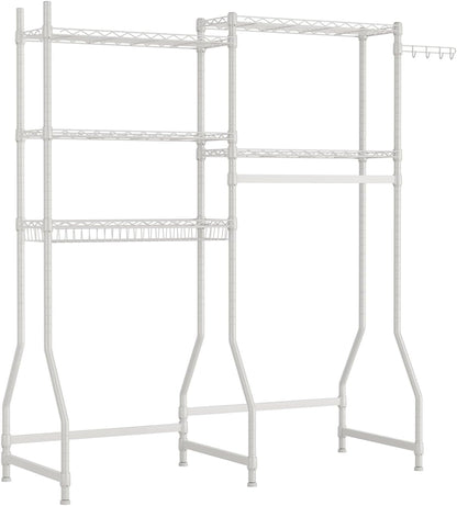 Golpart Laundry Organizer Shelves Over the Washer and Dryer Storage Shelf | Heavy Duty Laundry Room Organization Clothes Drying Rack Adjustable Height Wire Shelving and Wire Basket with Hanger Rod