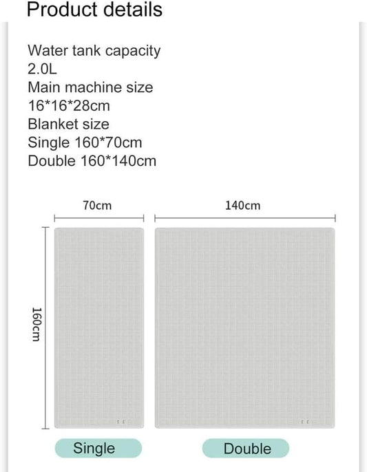 Water-Cooled Mattress Pad with Remote Control, 3-Level Adjustable Cooling, Single or Double Bed Cooling System for Hot Sleepers and Night Sweats,Double Bed