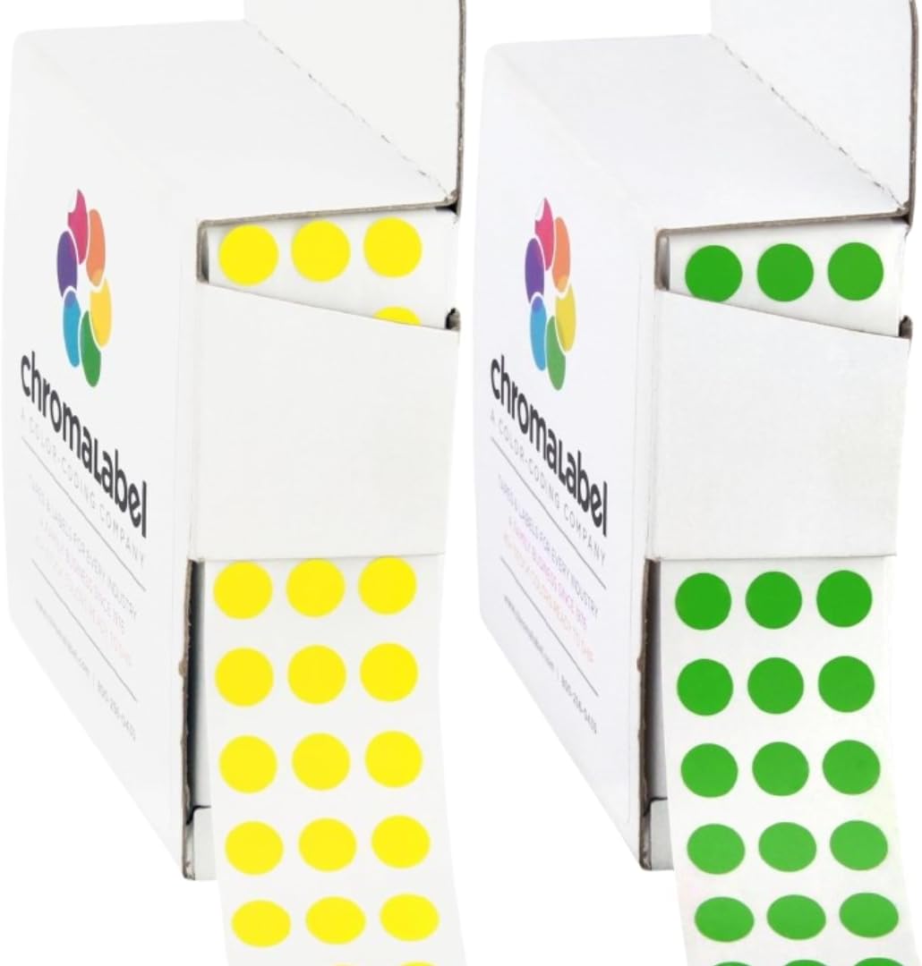 Dark Blue, Red & Yellow Dots, 1/4 Inch, 1000/Box Each Color | Writable Semi-Gloss Circle Labels in Dark Blue, Red and Yellow for Offices, Retail and Classrooms. Made in USA - Colors B