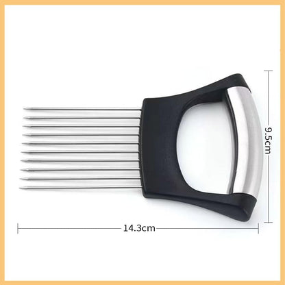 Onion Holder for Slicing, Onion Slicer and Chopper (1 Pack) | Stainless Steel Lemon Slicer Vegetable Cutter Kitchen Tool, Food Slicing Assistant for Meat, Tomato, Potato, Lemon