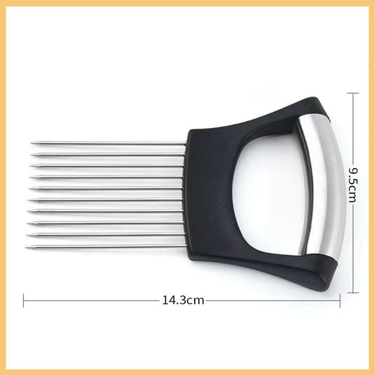 Onion Holder for Slicing, Onion Slicer and Chopper (1 Pack) | Stainless Steel Lemon Slicer Vegetable Cutter Kitchen Tool, Food Slicing Assistant for Meat, Tomato, Potato, Lemon