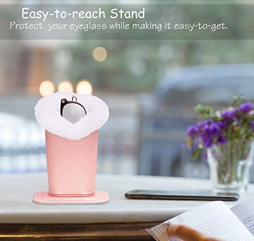MoKo Eyeglasses Holder, Modern Velvet Plush Lined PU Leather Household Magnetic Holder Protective
