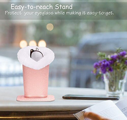 MoKo Eyeglasses Holder, Modern Velvet Plush Lined PU Leather Household Magnetic Holder Protective