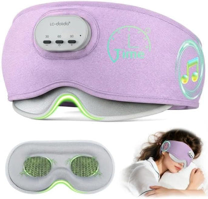 LC-dolida Voice Control Bluetooth Sleep Mask, Bamboo Cotton Bluetooth Sleep Headphones with 3D Zero-Pressure Cups and Timer Setting, Total Blackout Sleep Eye Mask for Side Sleepers (Purple)